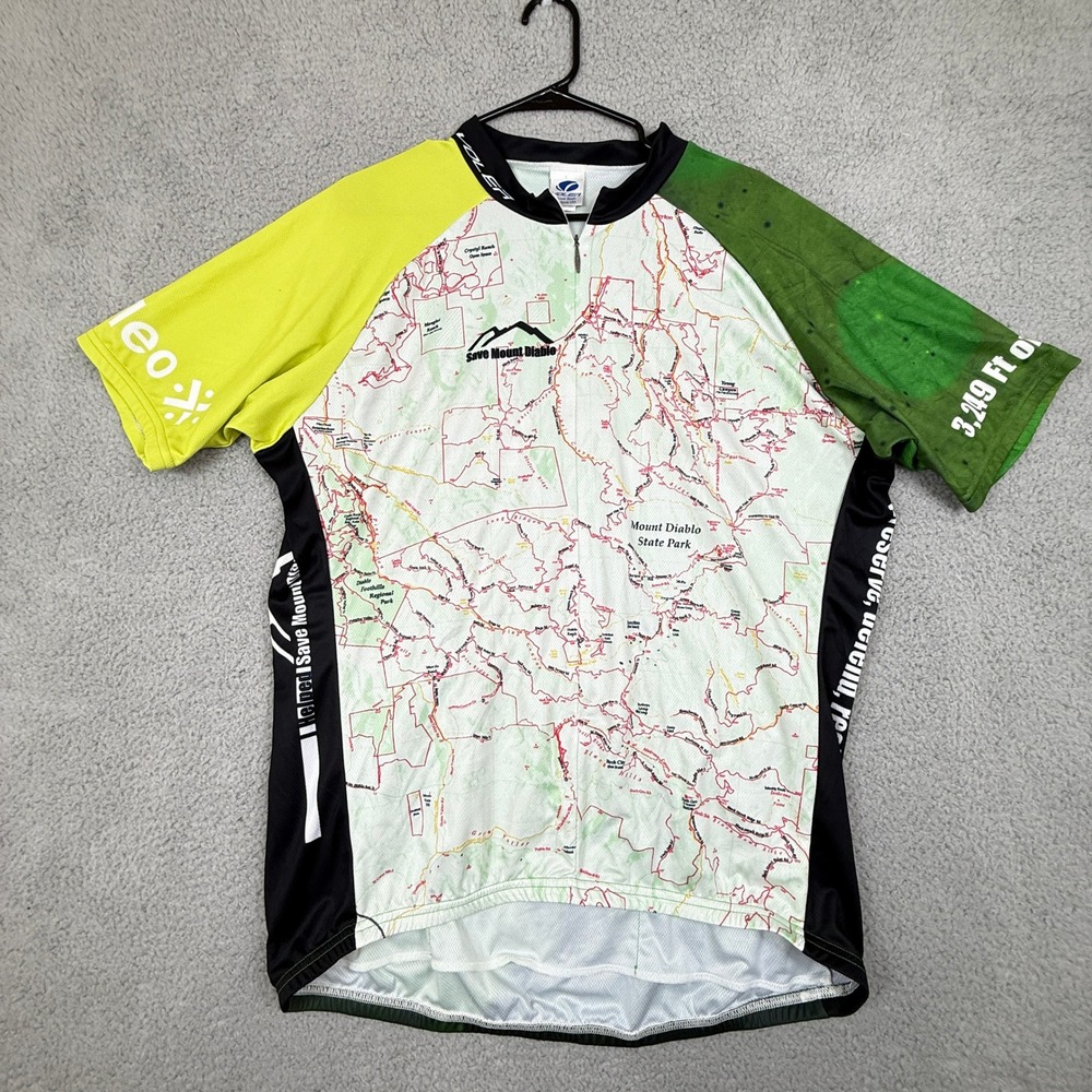 Voleer Save Mount Diablo‎ Cycling Jersey 3X Large Green Map 30th Challenge